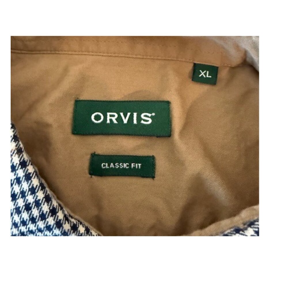 Orvis Men's XL Button-Up Shirt Brown Check Cotton Twill Casual Outdoor - Picture 3 of 8
